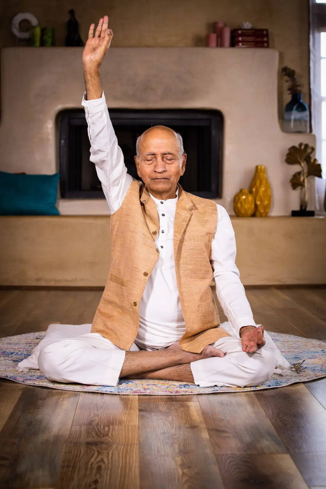 Dr. Lad sitting and practicing breathwork